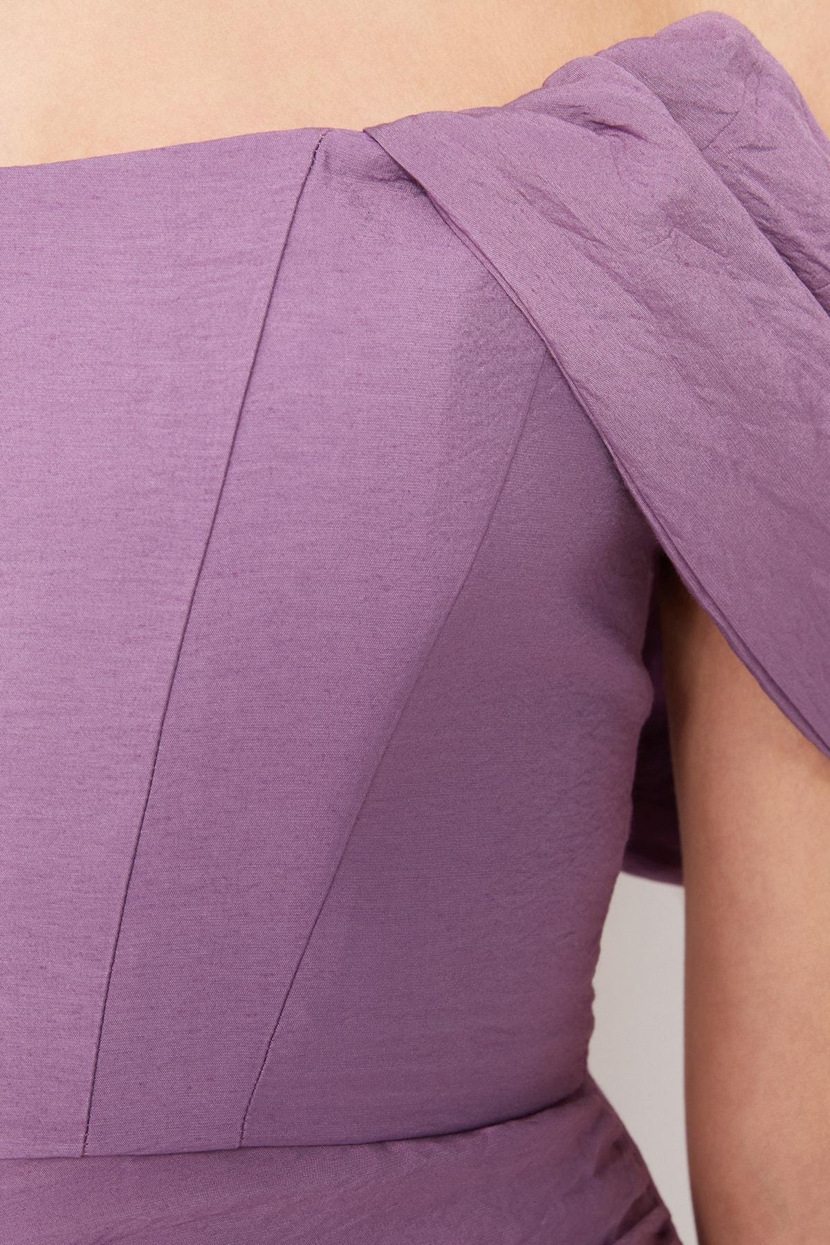 Purple Flute Sleeve Bodycon Dress, , large image number 10
