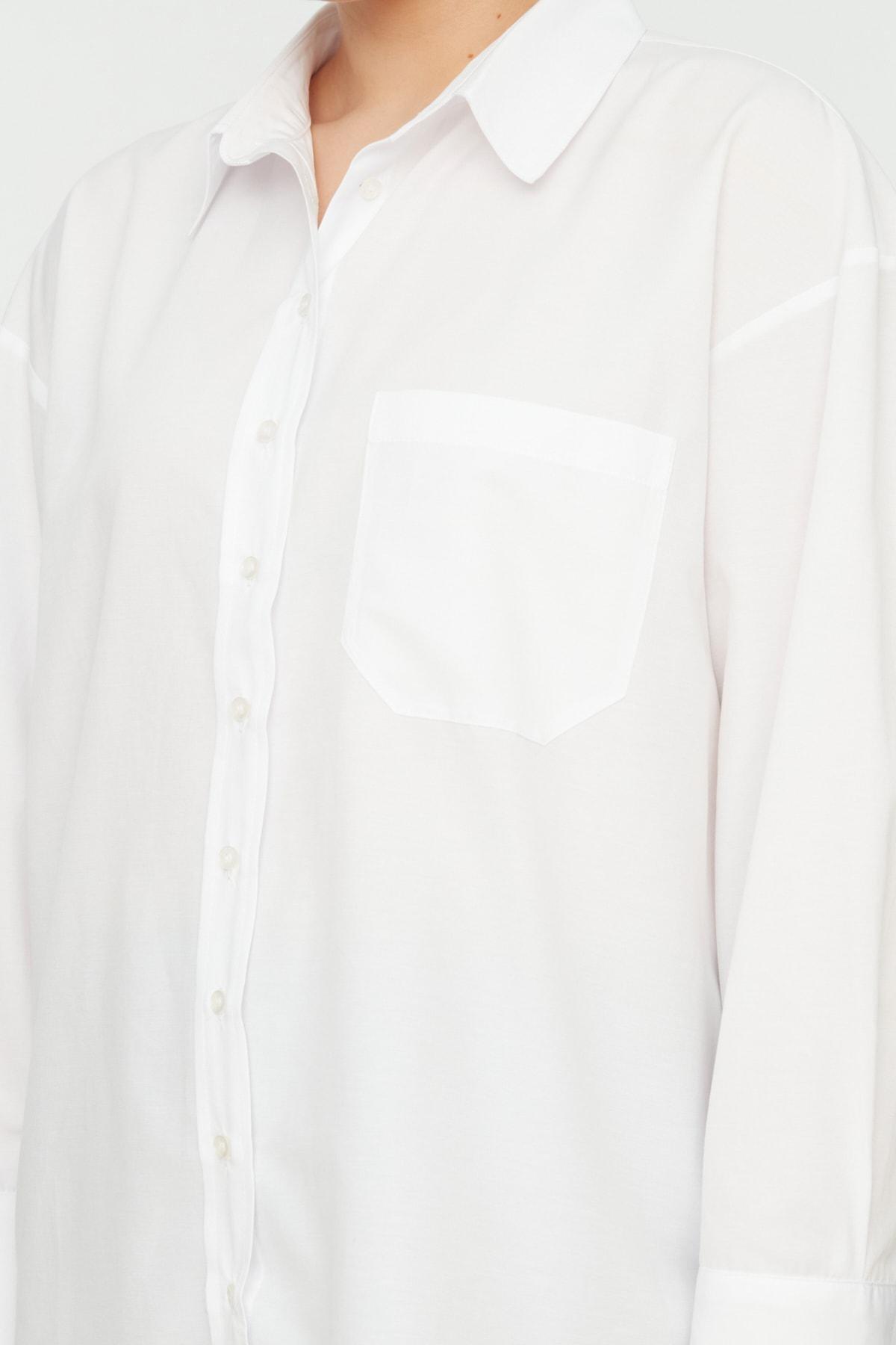 White Plus Size Collared Shirt, , large image number 3