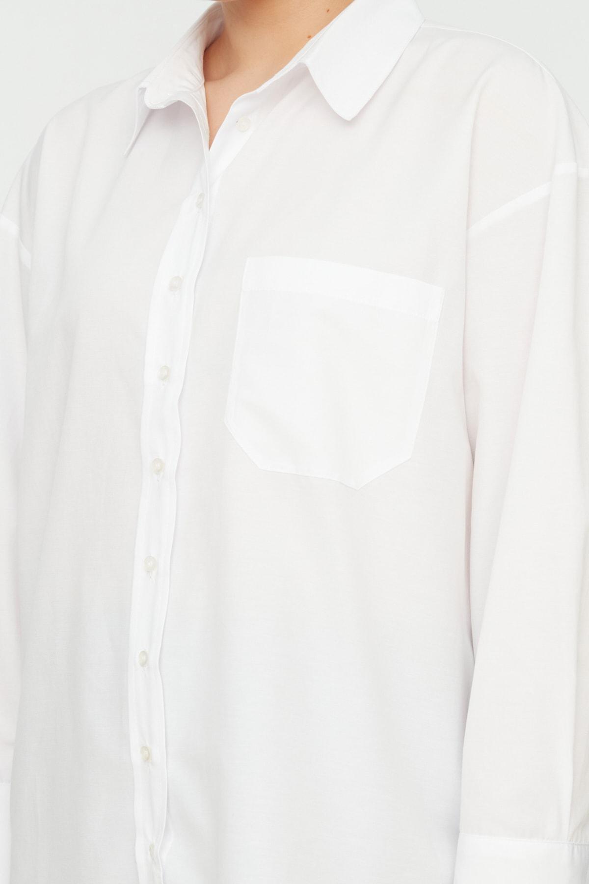 Trendyol - White Plus Size Collared Shirt