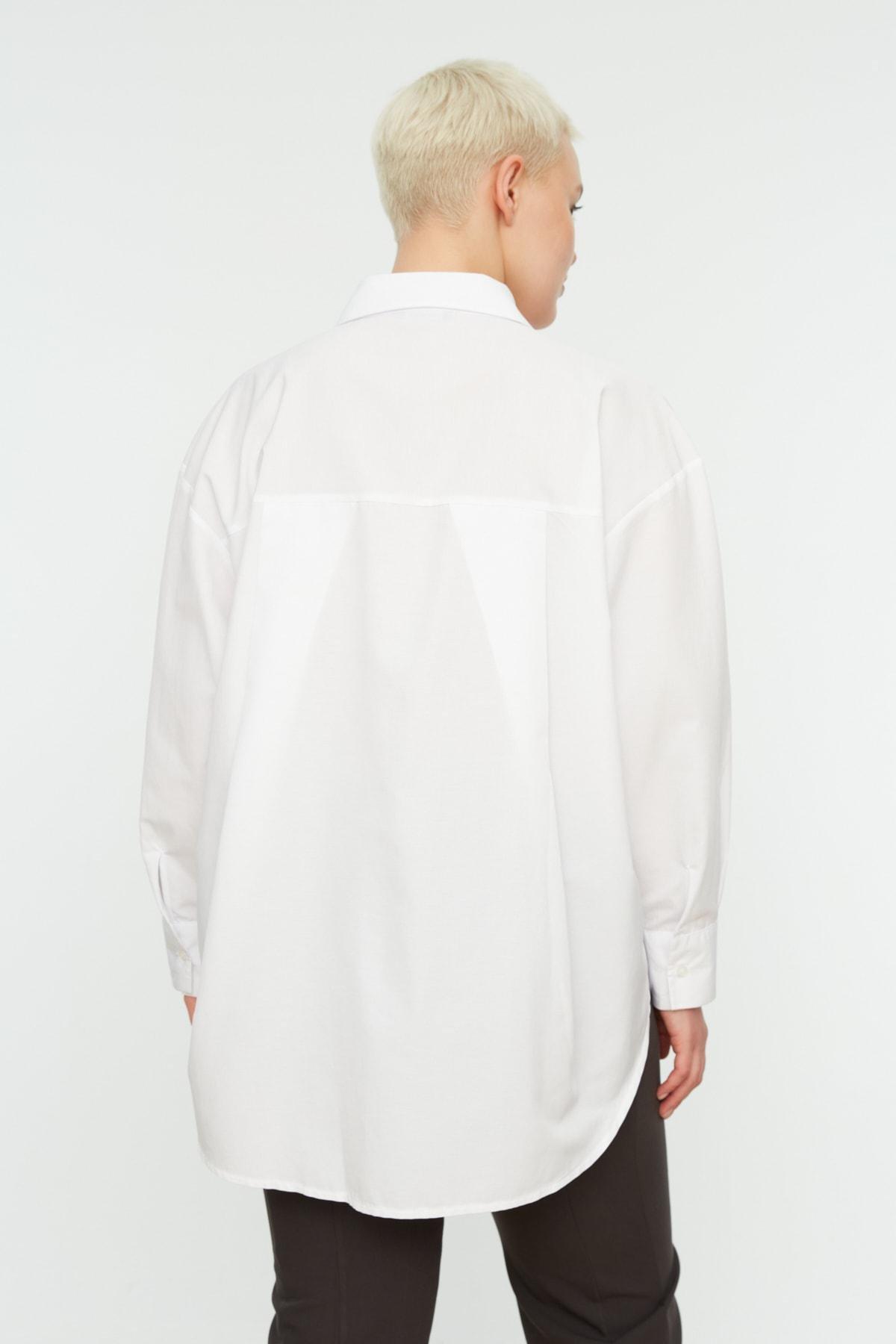 White Plus Size Collared Shirt, , large image number 4