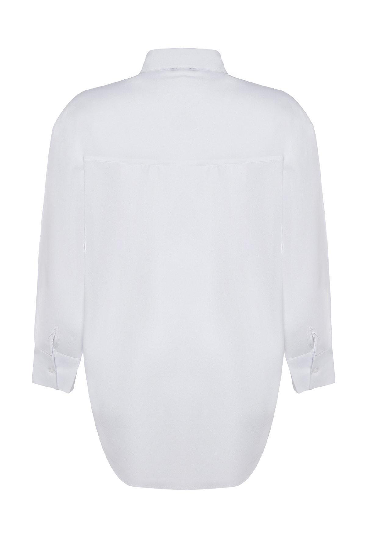 White Plus Size Collared Shirt, , large image number 6