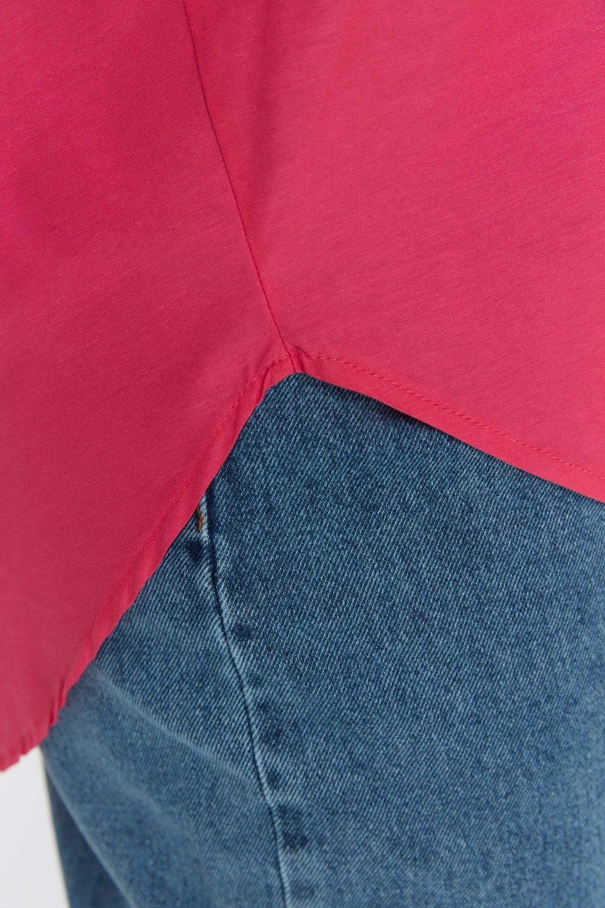 Pink Collared Plus-Size Shirt, Pink, large image number 8