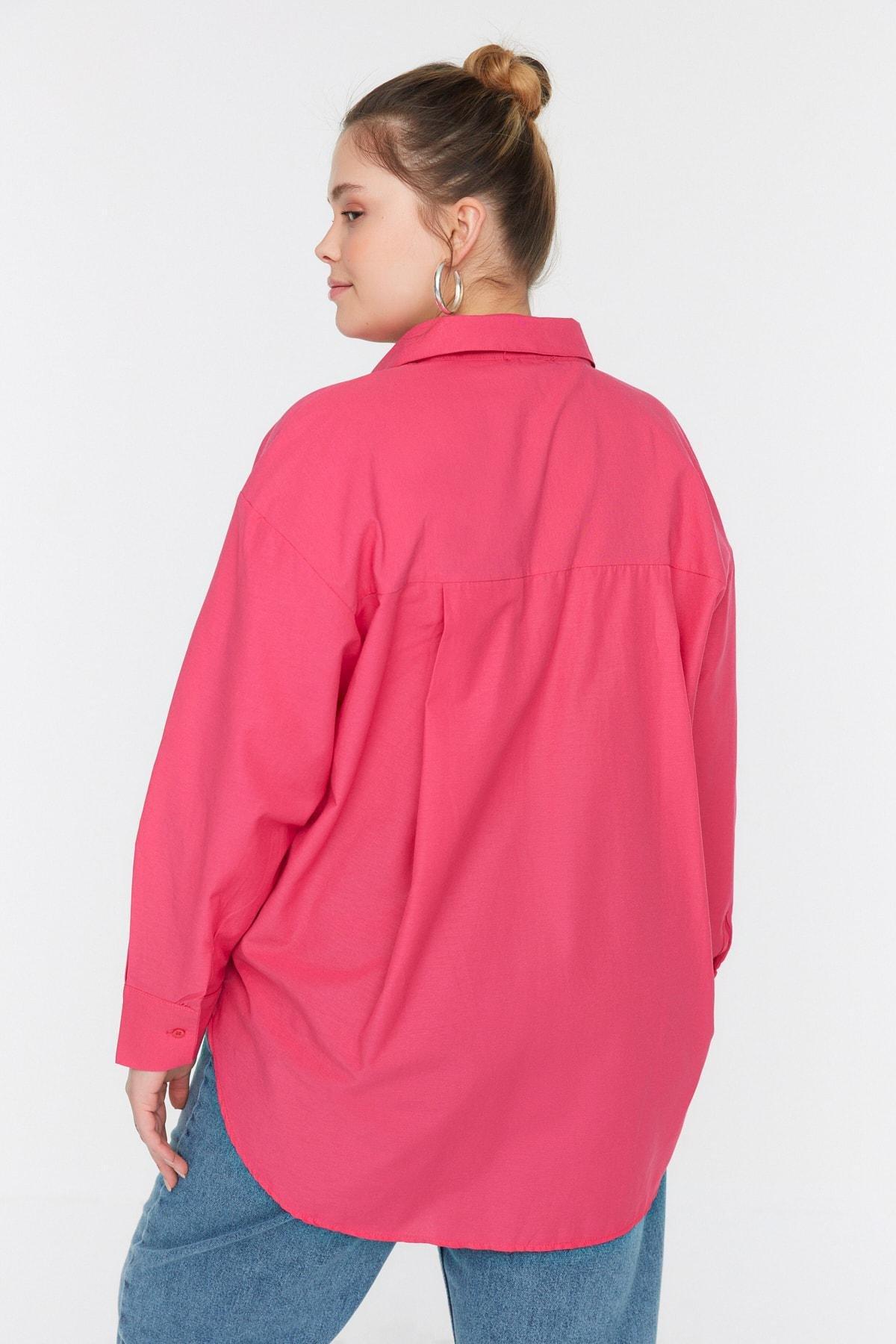 Pink Collared Plus-Size Shirt, Pink, large image number 10