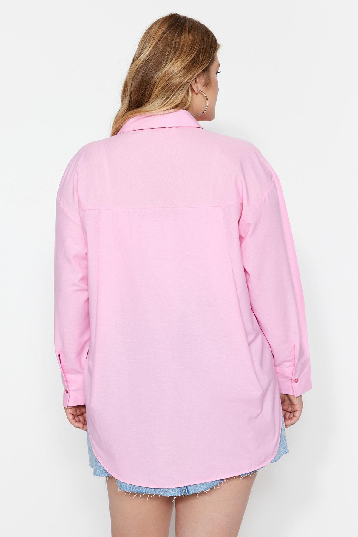 Pink Collared Plus-Size Shirt, Pink, large image number 11