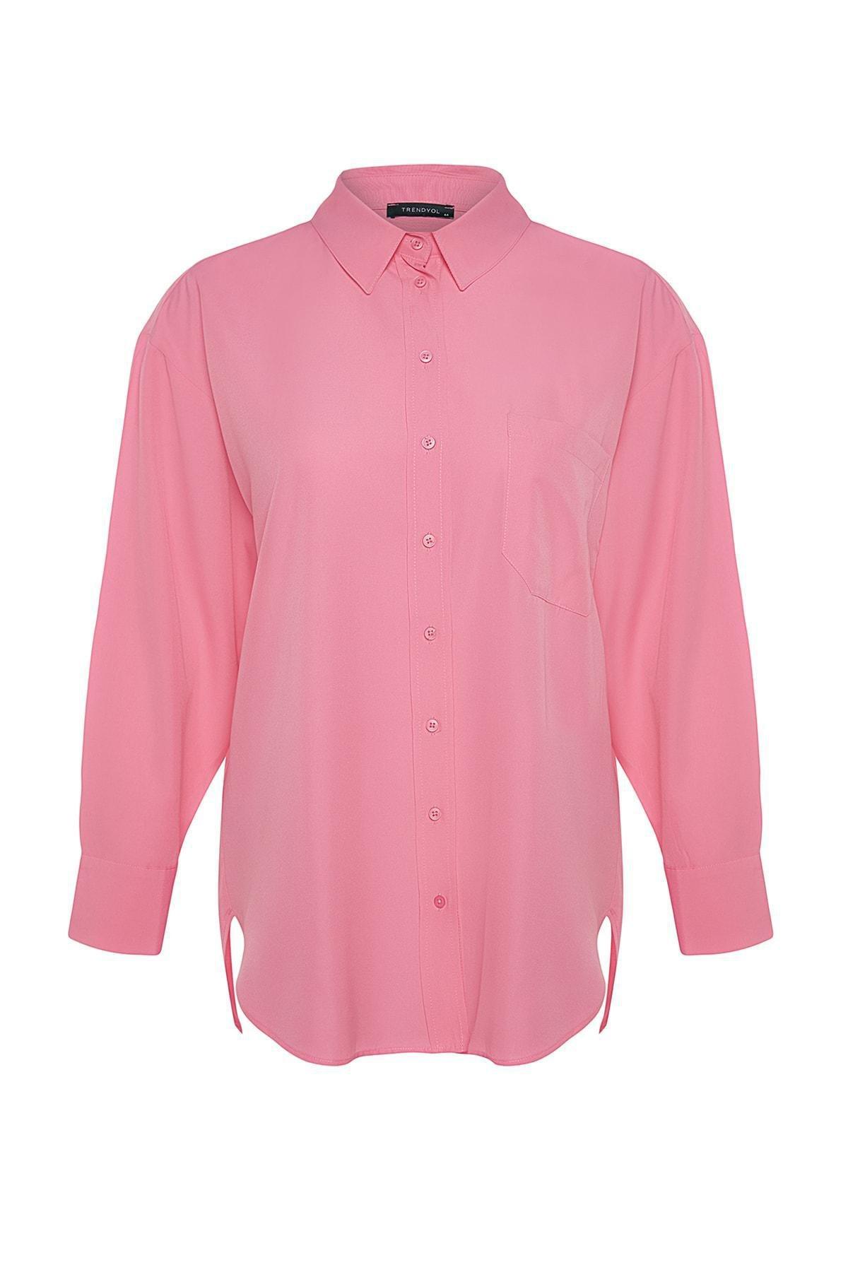 Pink Collared Plus-Size Shirt, Pink, large image number 12