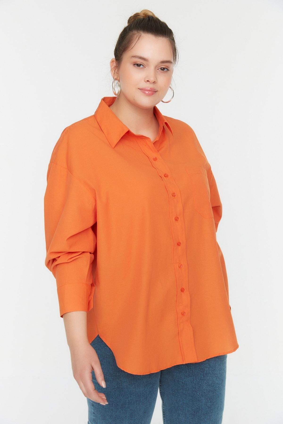 Orange Regular Plus Size Shirt, , large image number 2