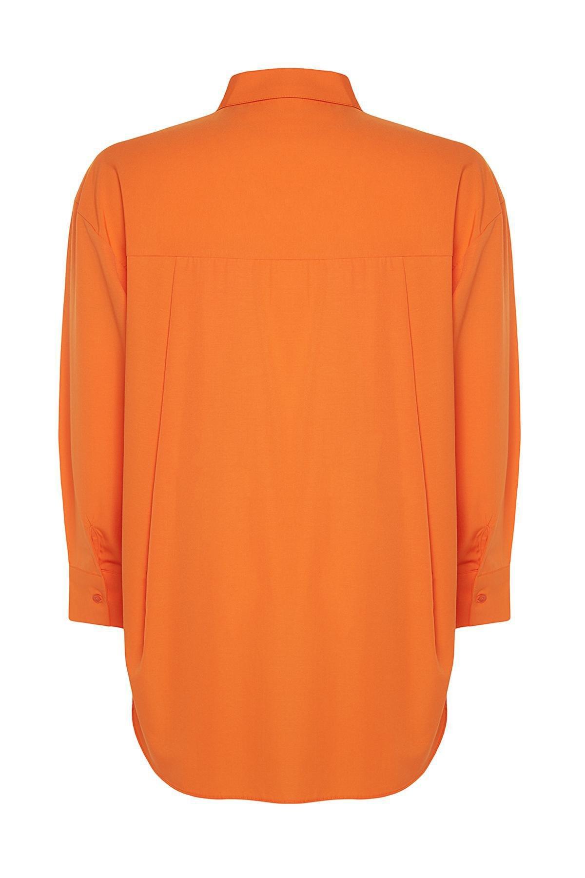 Orange Regular Plus Size Shirt, , large image number 6