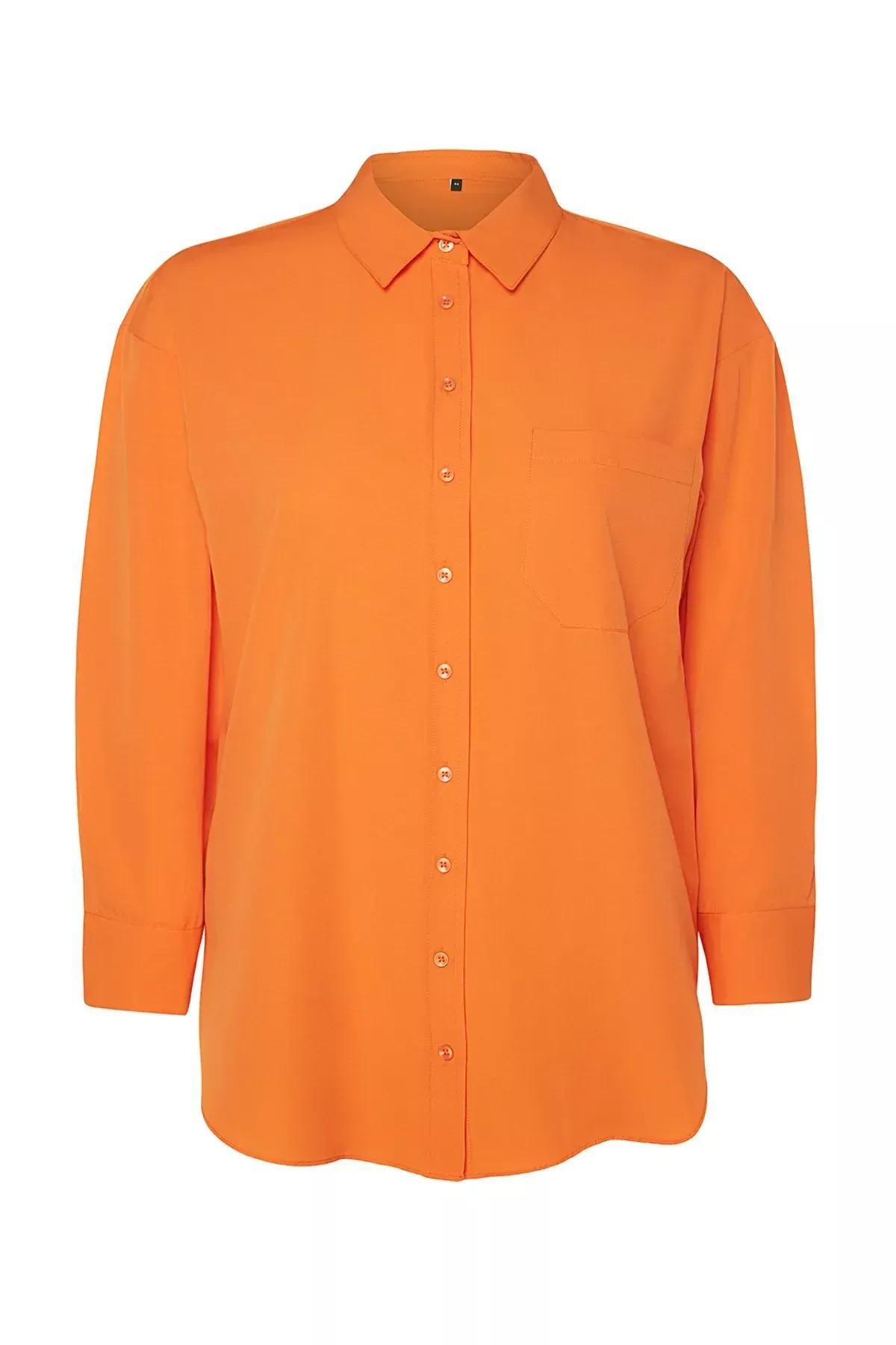 Orange Regular Plus Size Shirt, , large image number 6