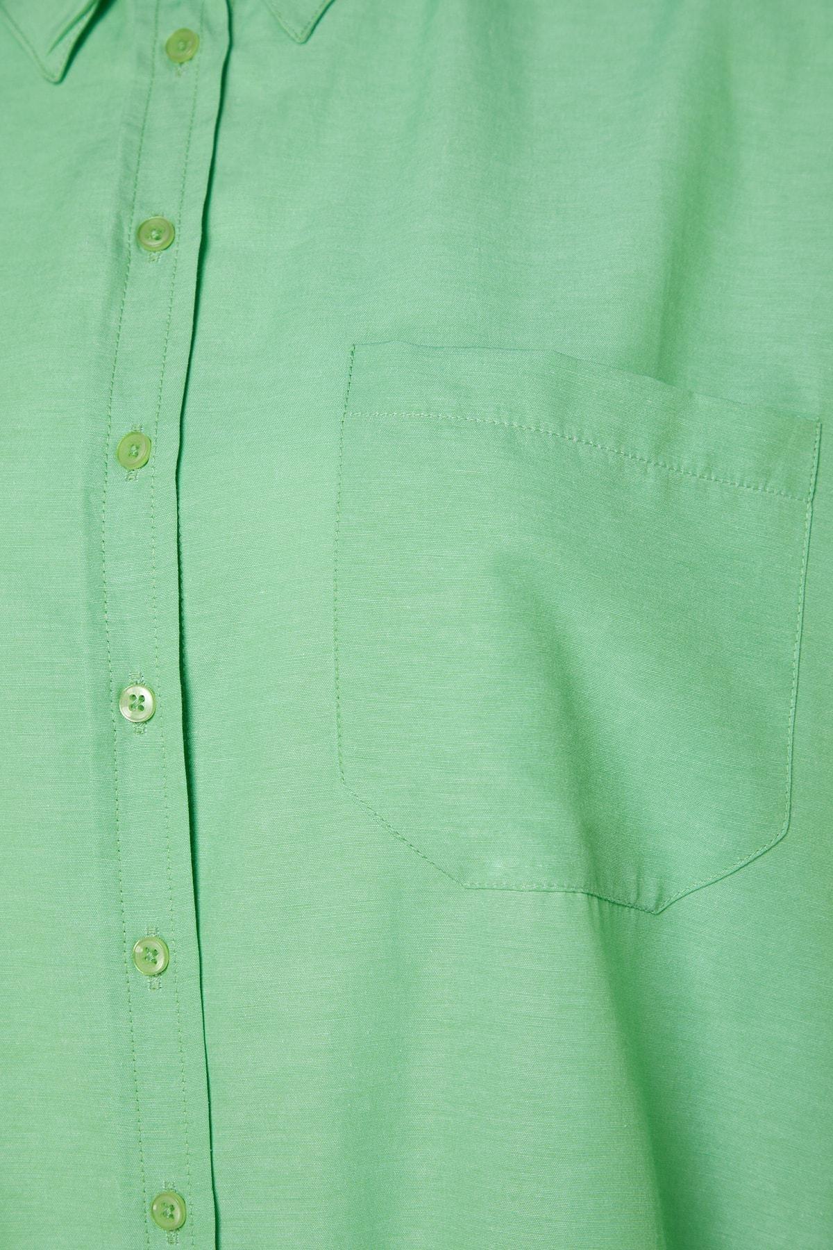 Green Plus Size Collared Shirt, , large image number 6