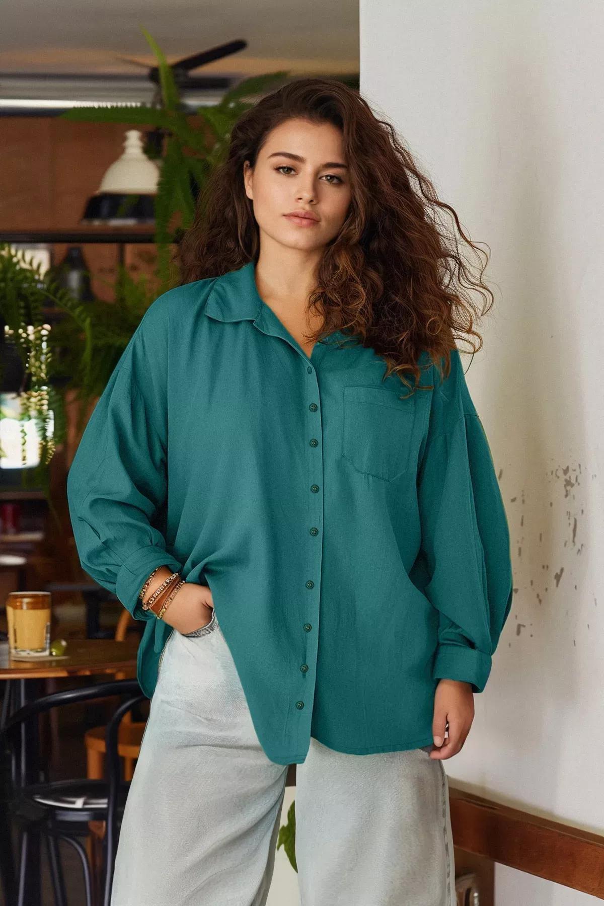 Khaki Plus Size Collared Shirt, Khaki, large image number 1