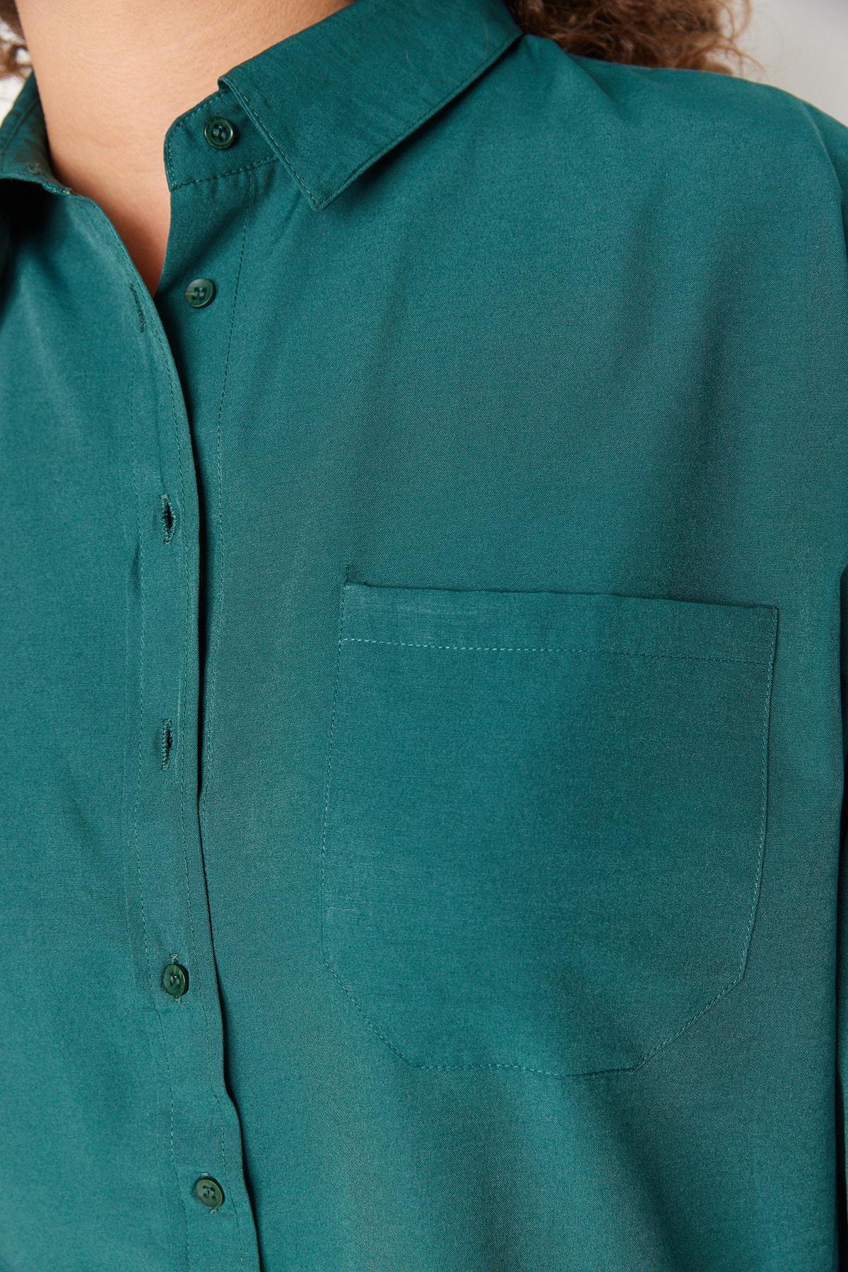 Khaki Plus Size Collared Shirt, , large image number 2