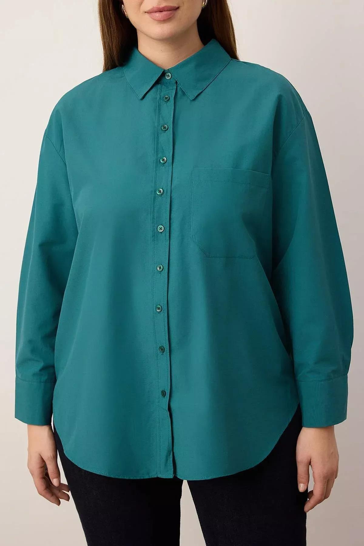 Khaki Plus Size Collared Shirt, Khaki, large image number 6