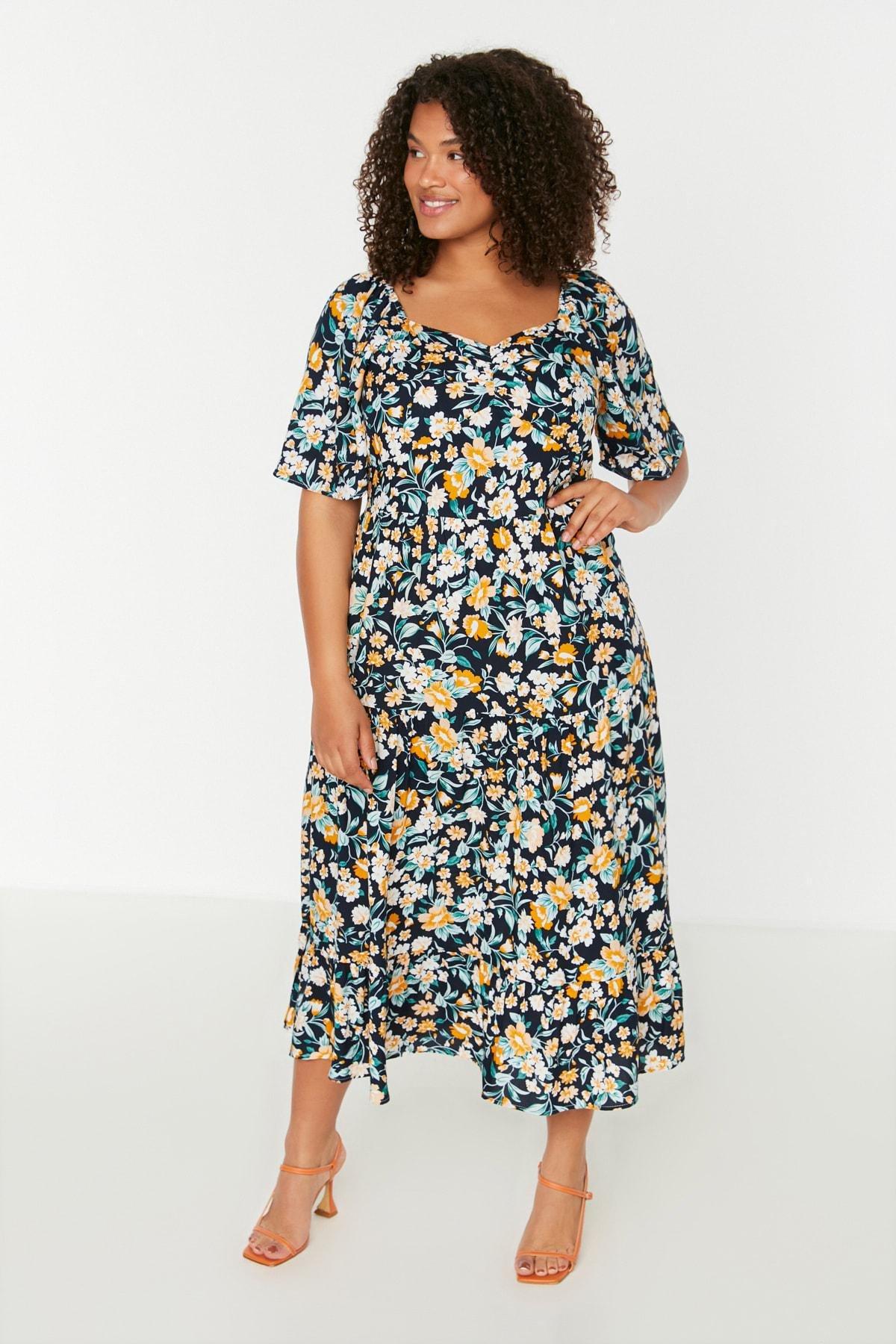 Navy Ethnic Pattern Plus Size Dress, , large image number 2
