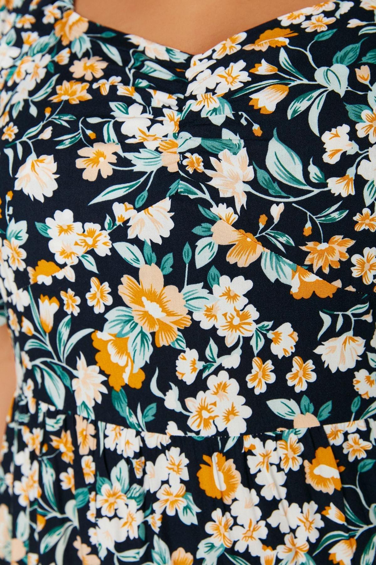 فستان بنمط منقوش للمقاسات الكبيرة، كحلي, Dark blue, large image number 3