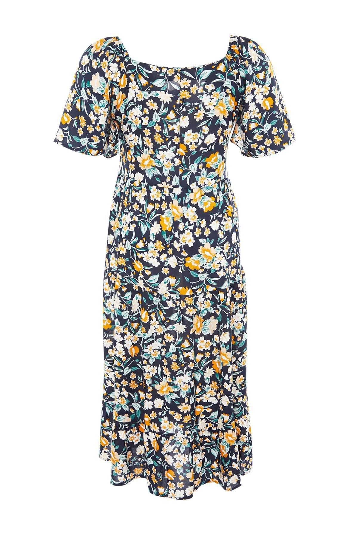 فستان بنمط منقوش للمقاسات الكبيرة، كحلي, Dark blue, large image number 6