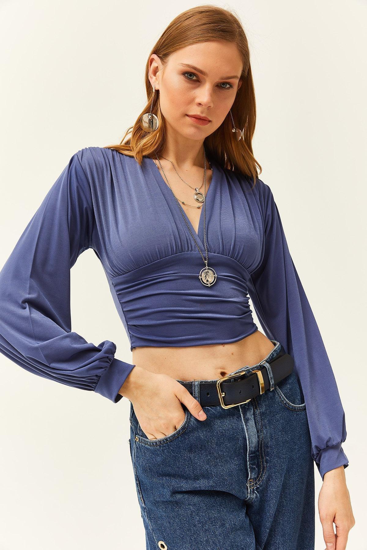 Blue Slim Bodycon Top, , large image number 0