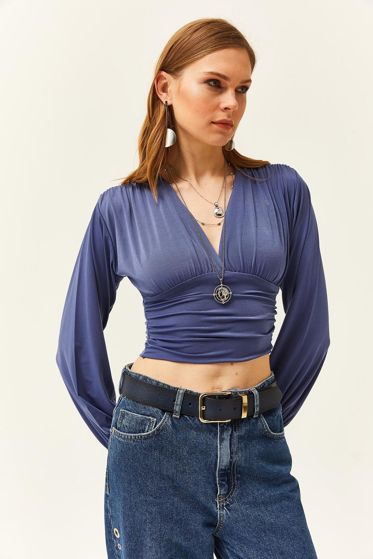 Blue Slim Bodycon Top, , large image number 2