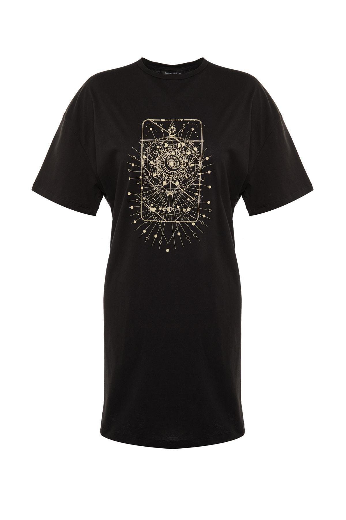Black Crew Neck Plus Size Mini Dress, , large image number 6