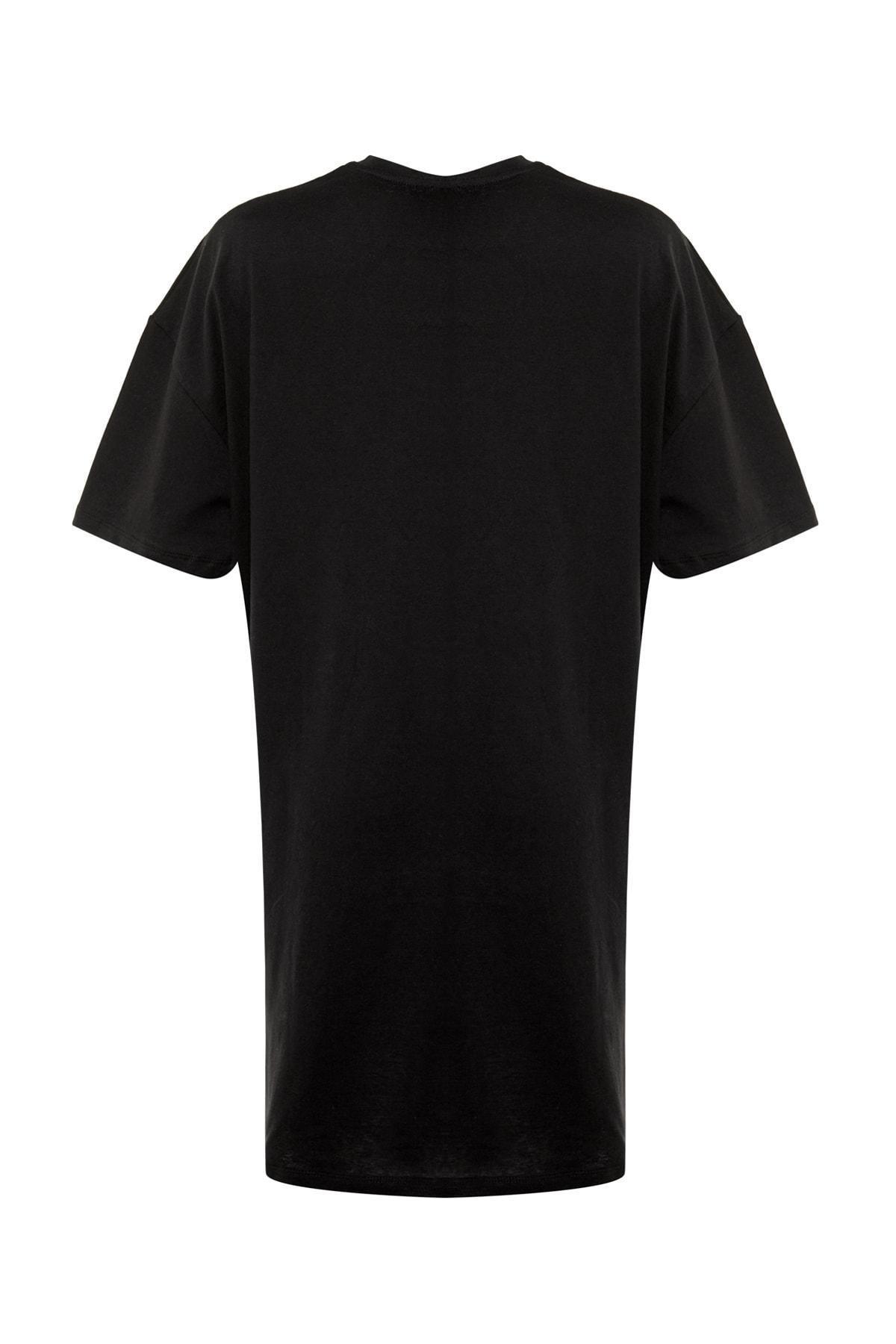 Black Crew Neck Plus Size Mini Dress, , large image number 8