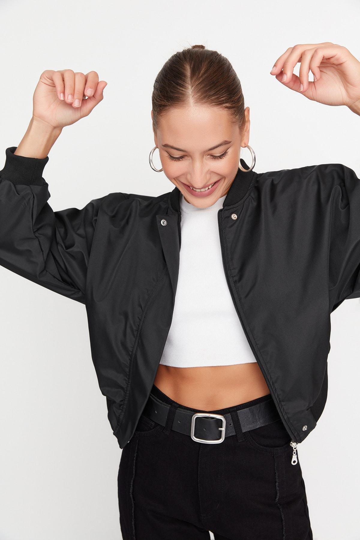 Black Bomber Jacket, , large image number 1