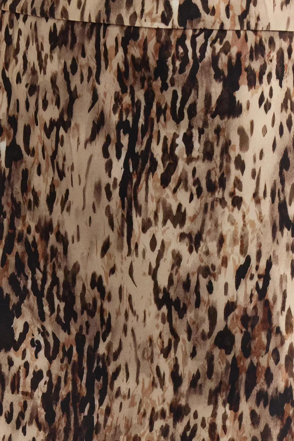 تنورة قصيرة بنقشة زهور، بني, , large image number 3