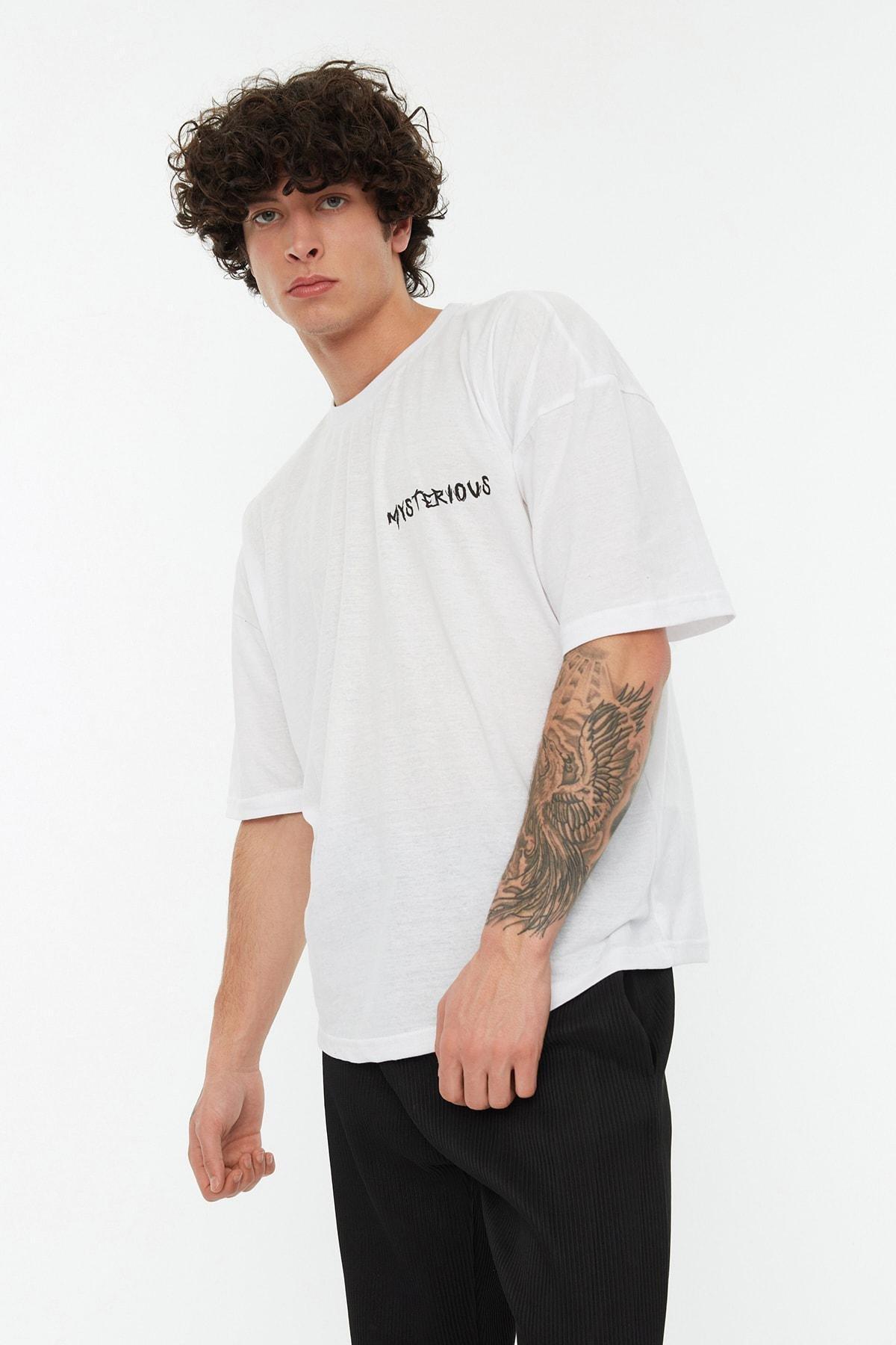 Trendyol - White Printed Oversize T-Shirt