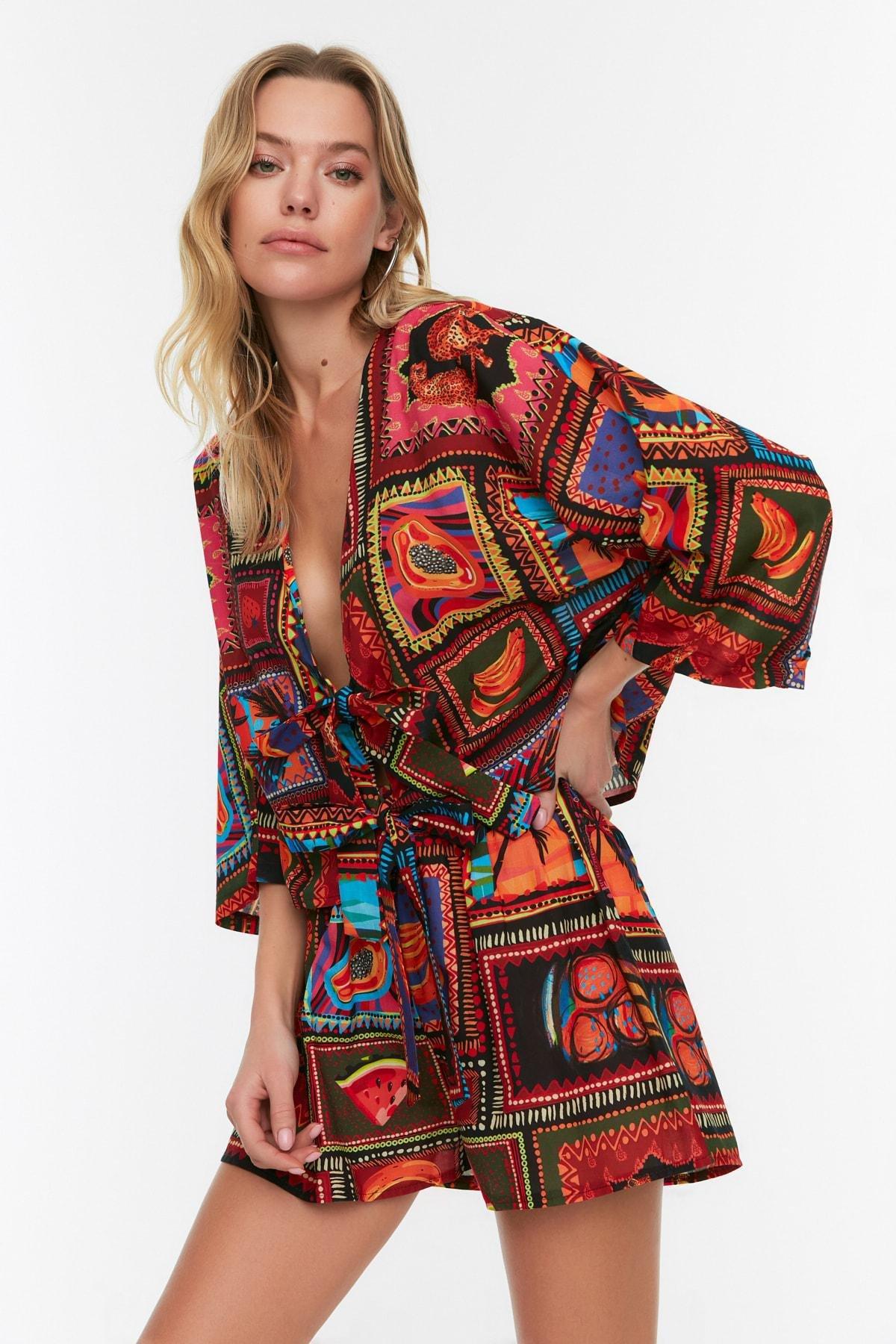 Multicolour Printed V-Neck Co-Ord Set, , large image number 0