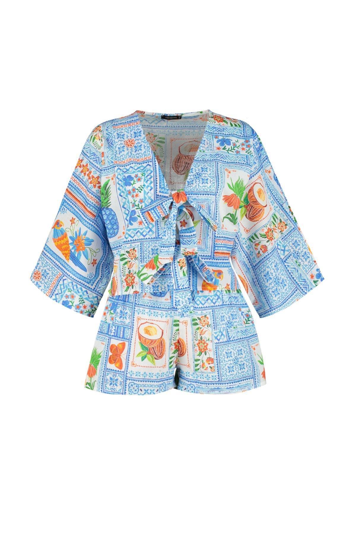 Multicolour Printed V-Neck Co-Ord Set, , large image number 2