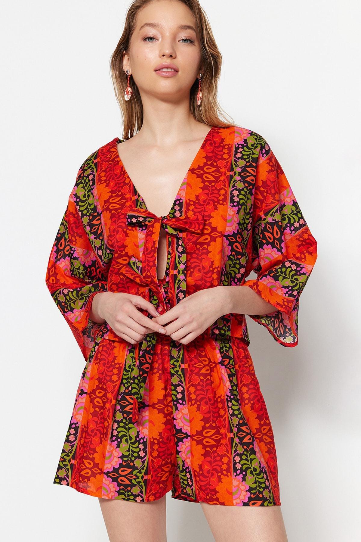 Multicolour Printed V-Neck Co-Ord Set, , large image number 5