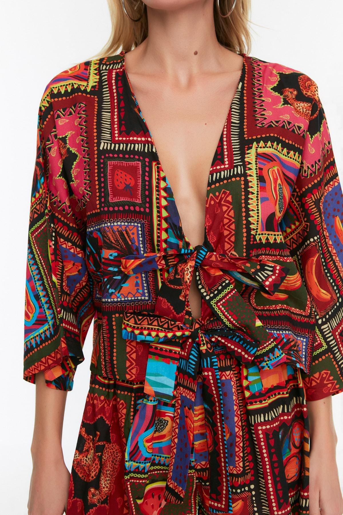 Multicolour Printed V-Neck Co-Ord Set, , large image number 8