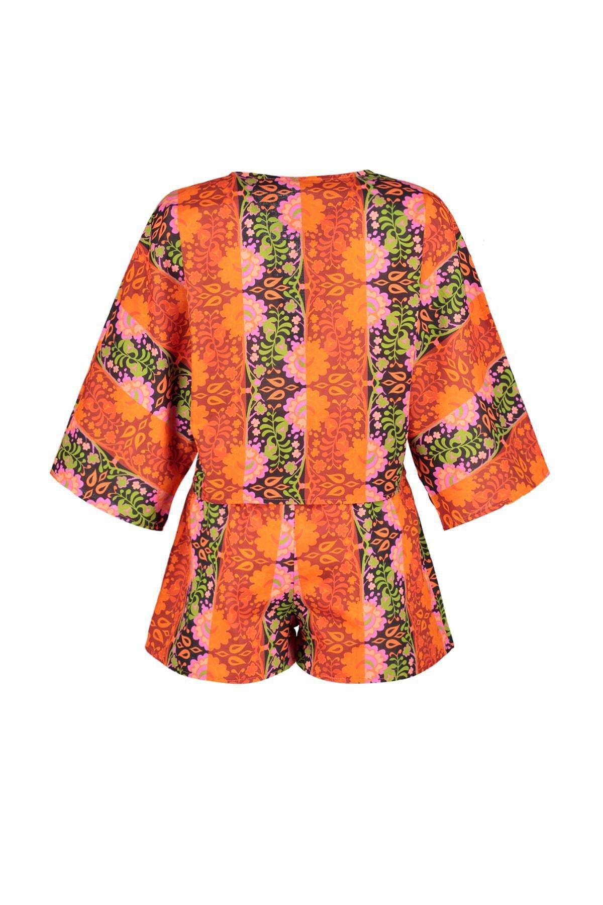 Multicolour Printed V-Neck Co-Ord Set, , large image number 9