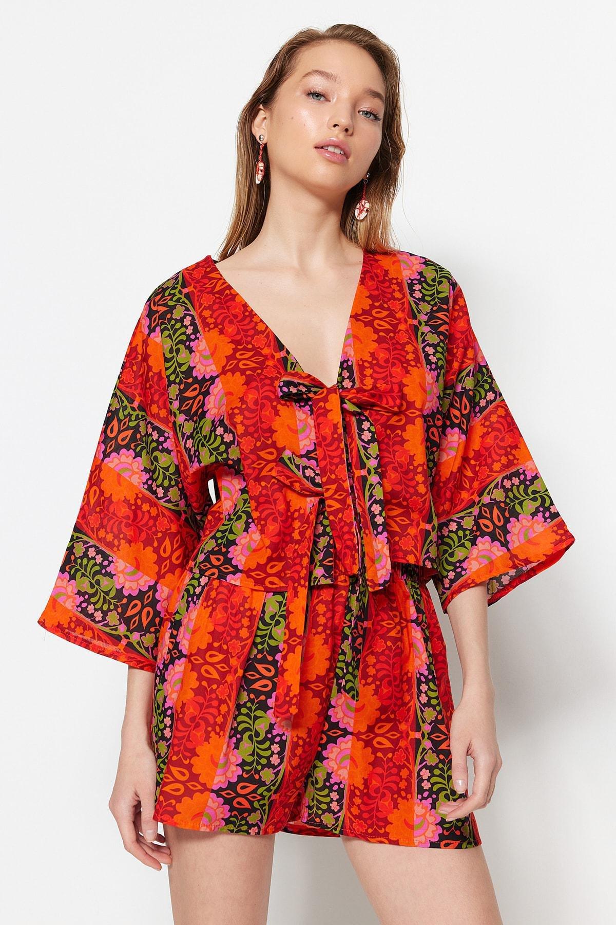 Multicolour Printed V-Neck Co-Ord Set, , large image number 10