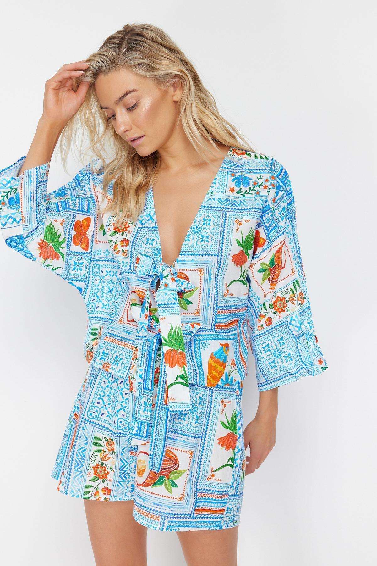 Multicolour Printed V-Neck Co-Ord Set, , large image number 13