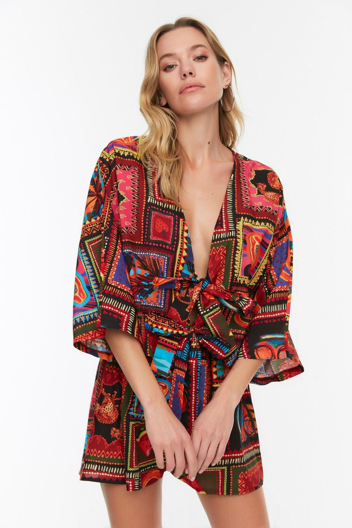 Multicolour Printed V-Neck Co-Ord Set, , large image number 14