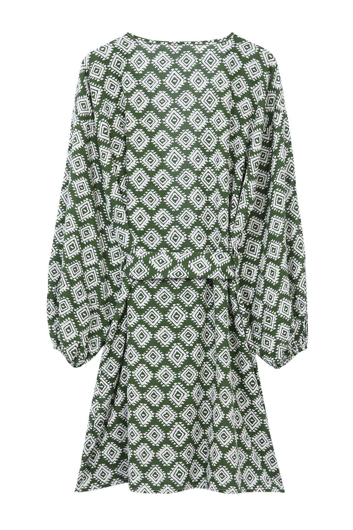 Geometric Patterned Mini Weaving 100% Cotton Beach Kimono&Caftan TBESS22KM0022, , large image number 5