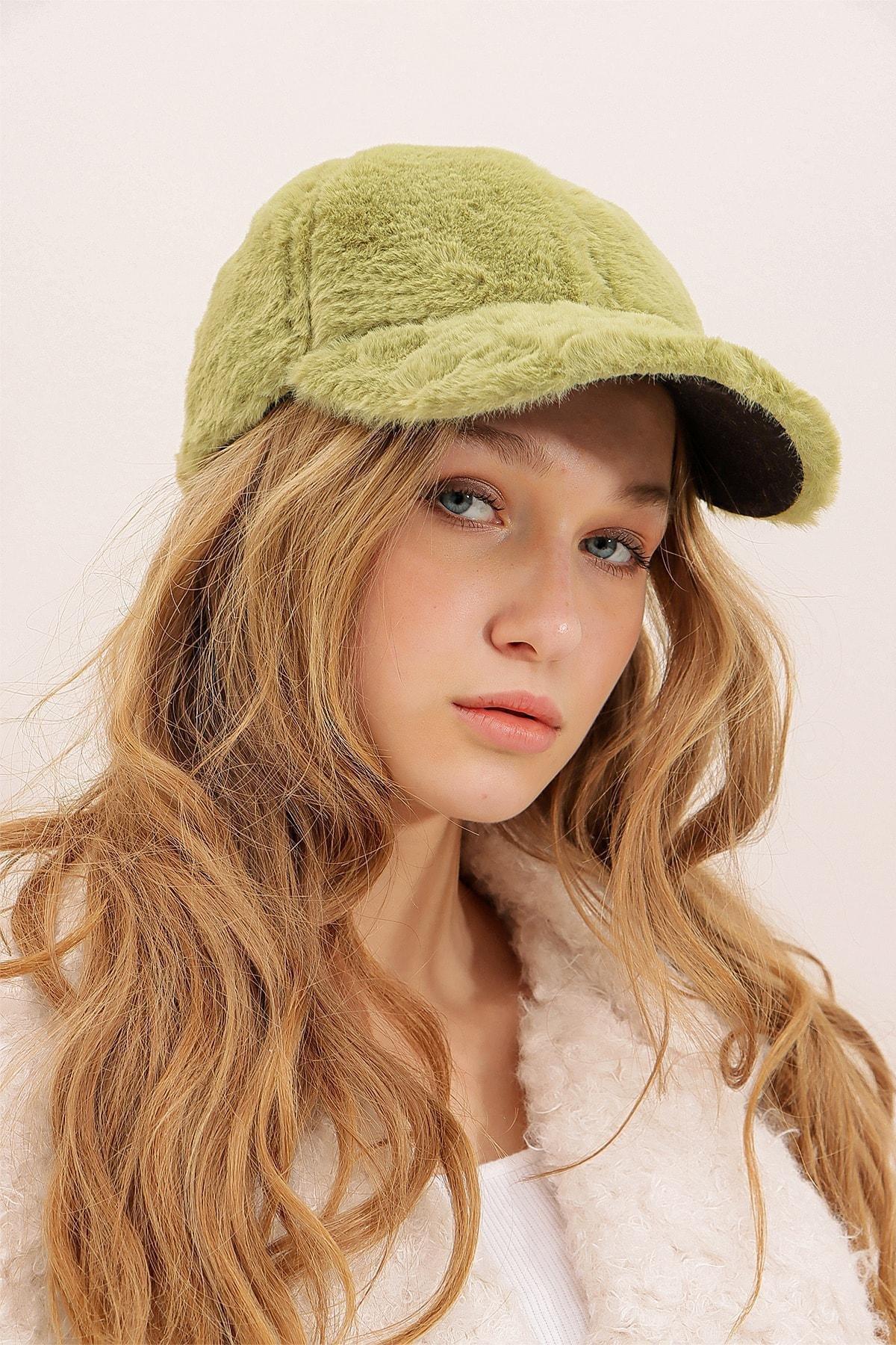 Green Cotton Casual Hat, Green, large image number 1