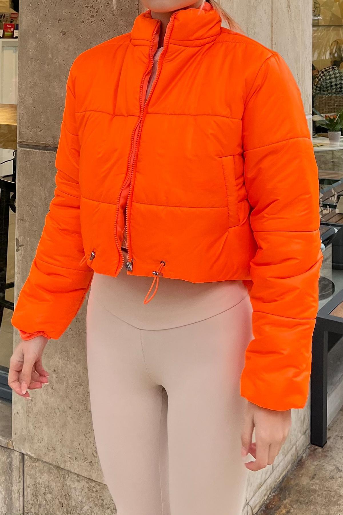 Navy Standing Collar Puffer Jacket, , large image number 2