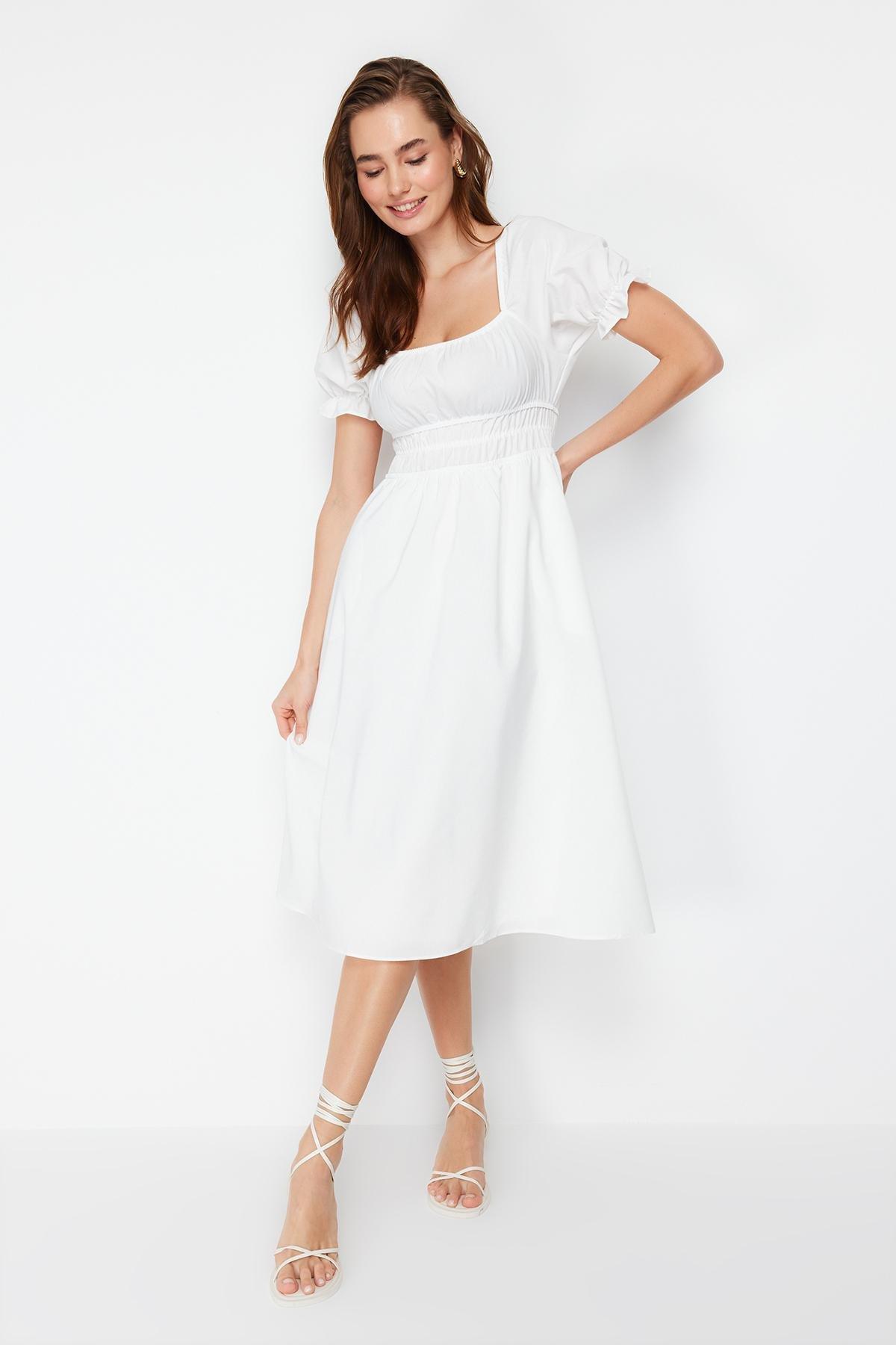 Ecru Frills Ruffle Midi Dress, , medium