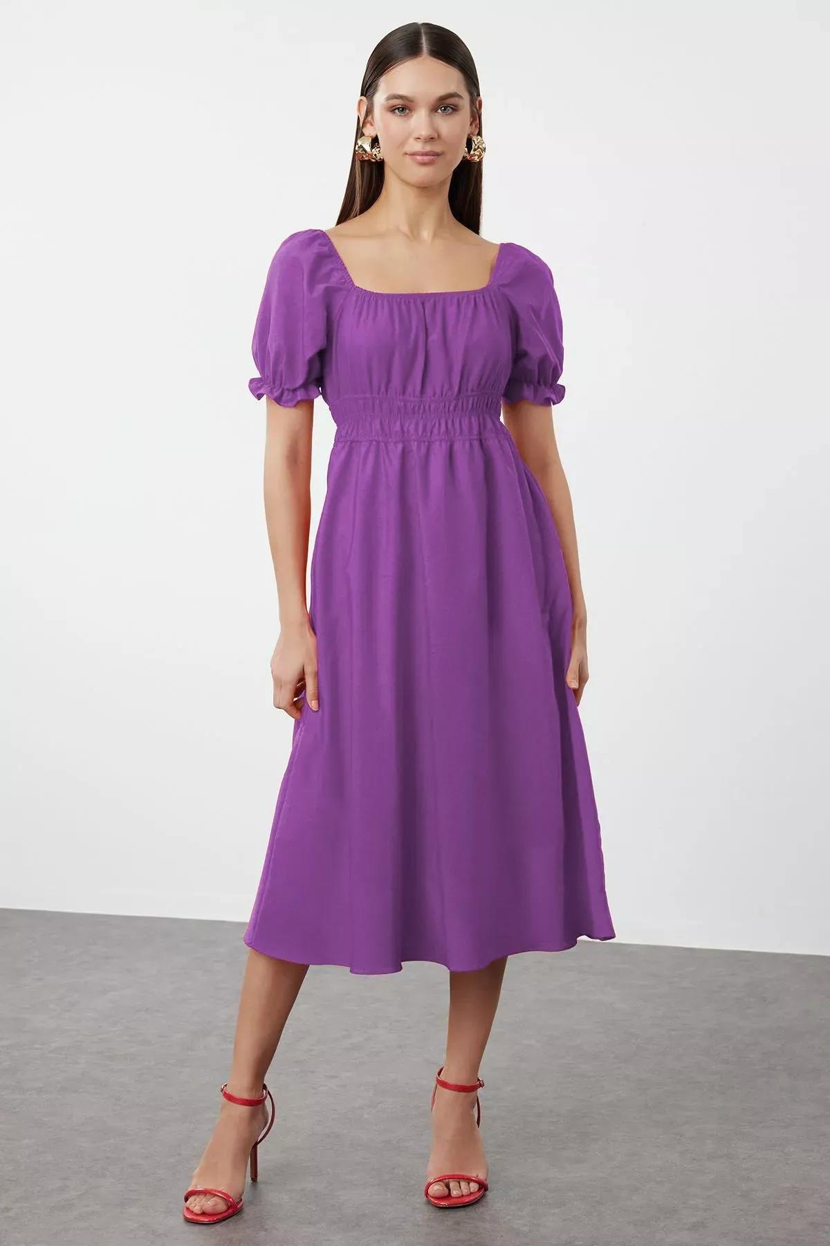Purple Plain Skirt Midi Dress, Purple, large image number 0