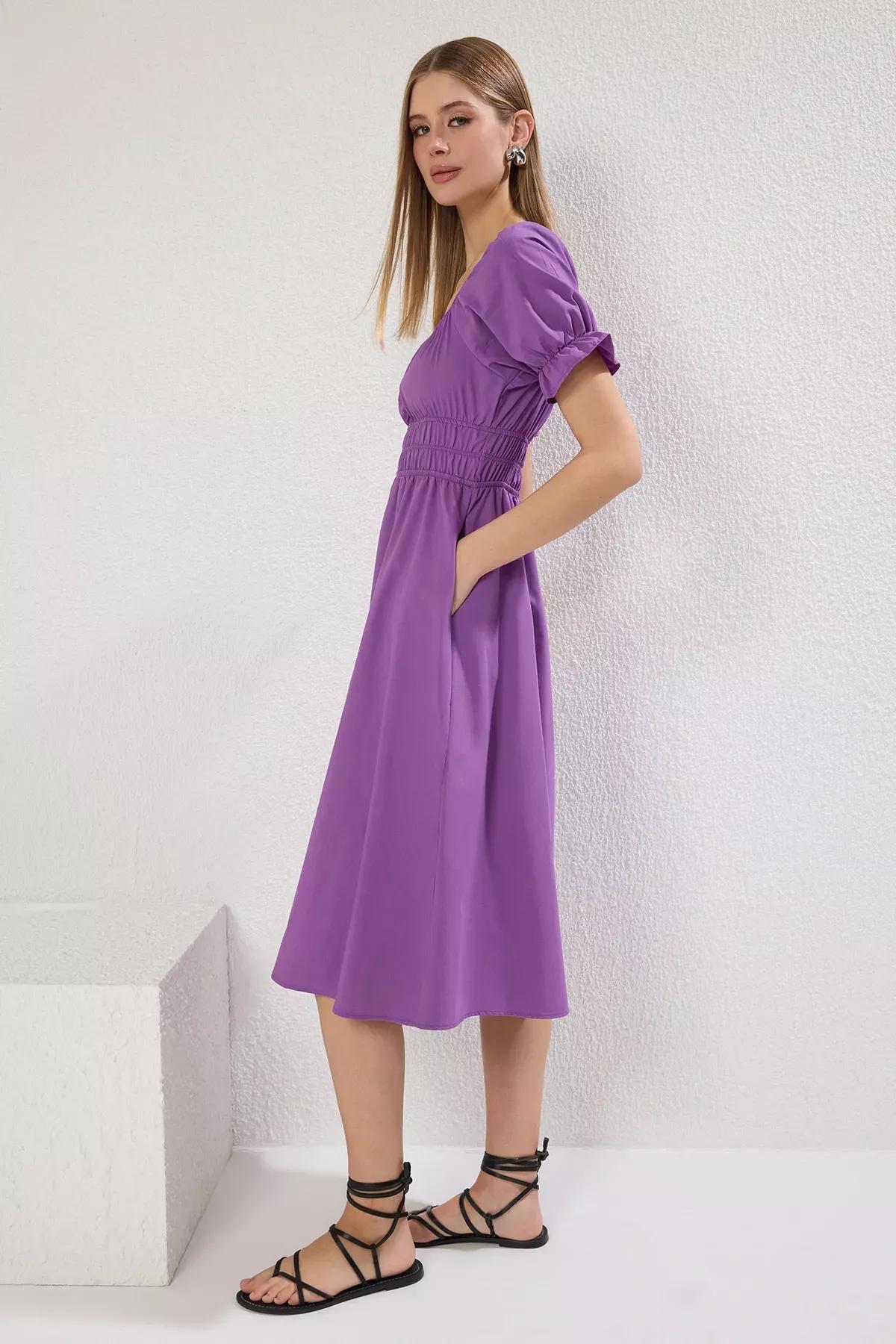 Purple Plain Skirt Midi Dress, , large image number 1