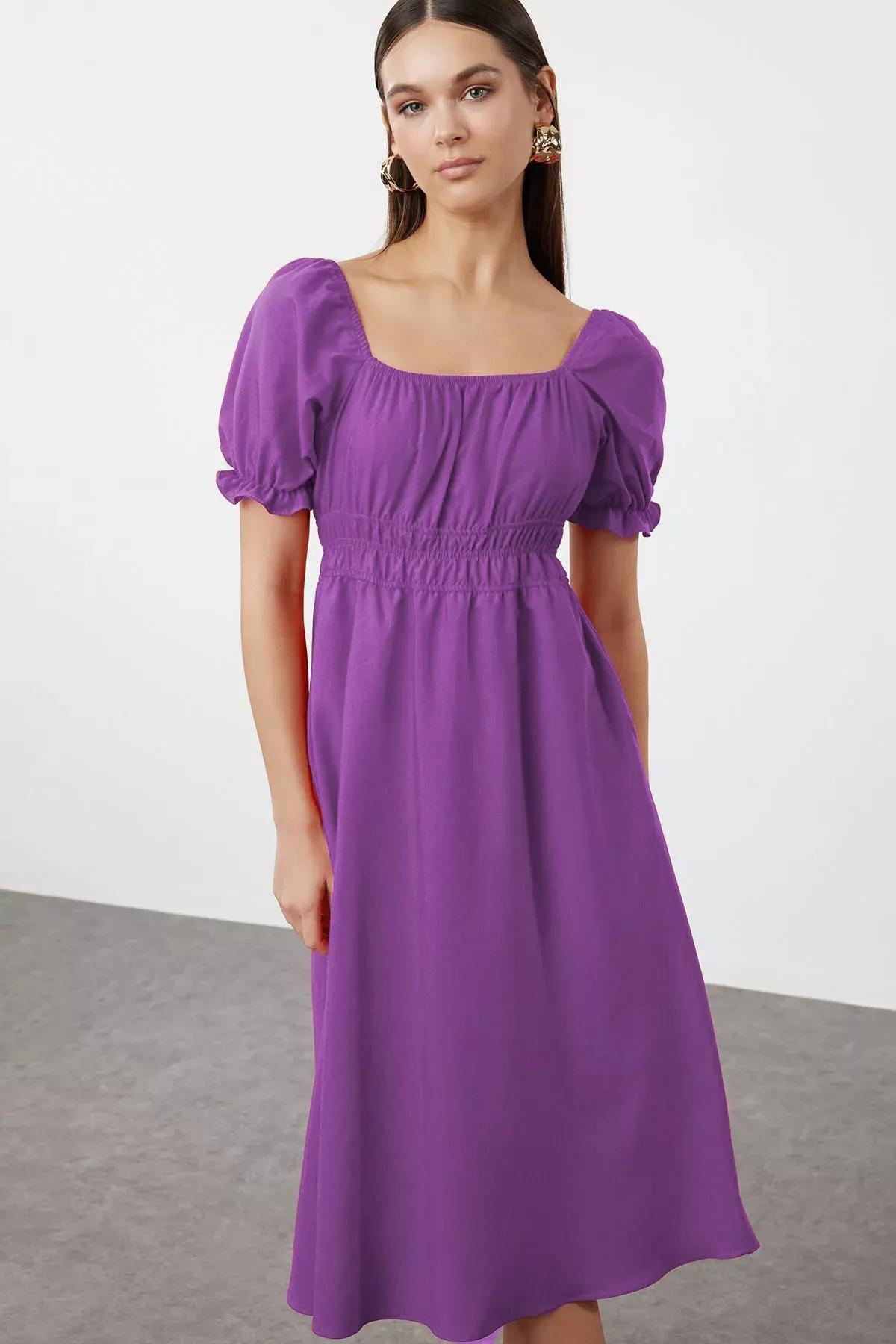 Purple Plain Skirt Midi Dress, Purple, large image number 1