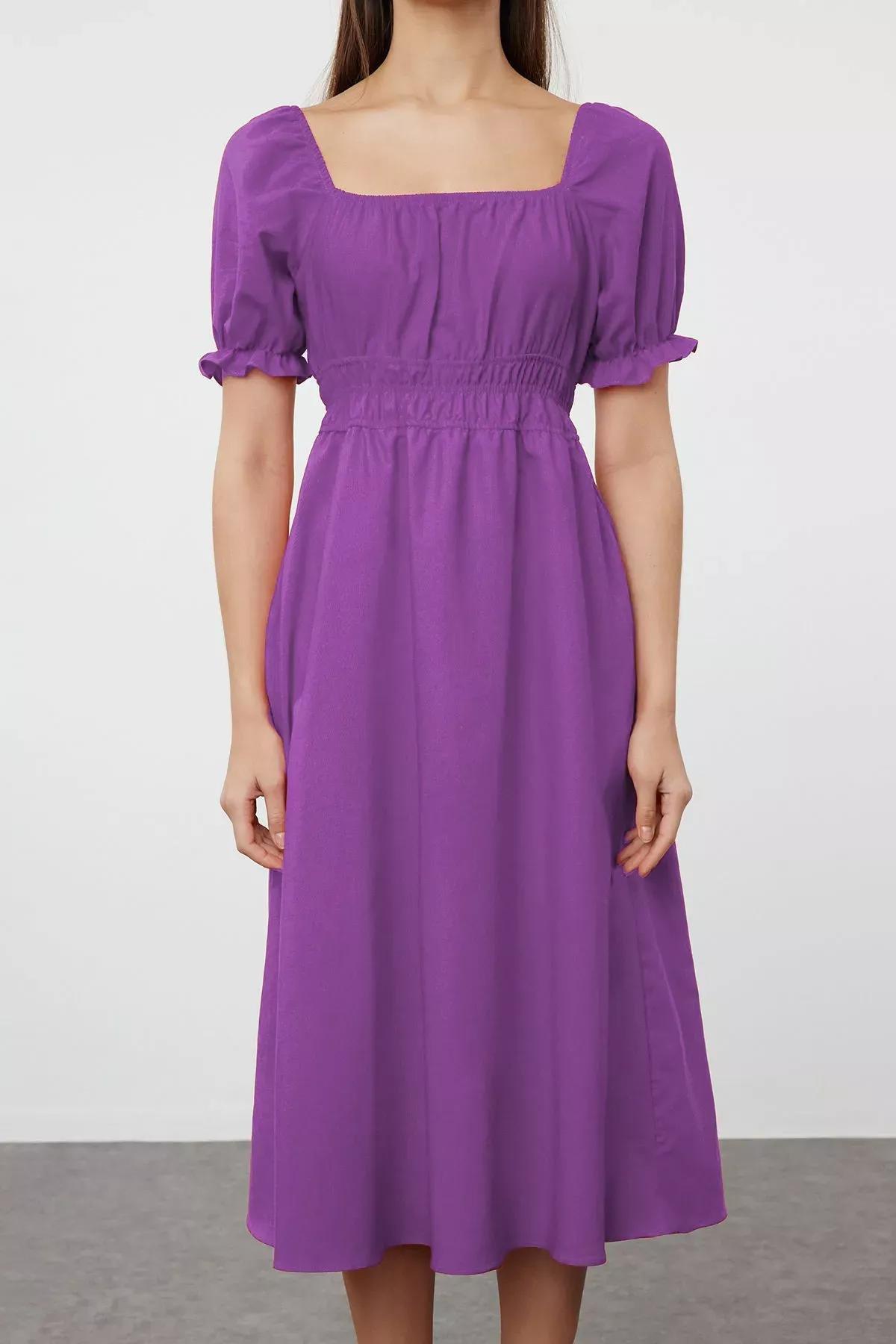 Purple Plain Skirt Midi Dress, Purple, large image number 2