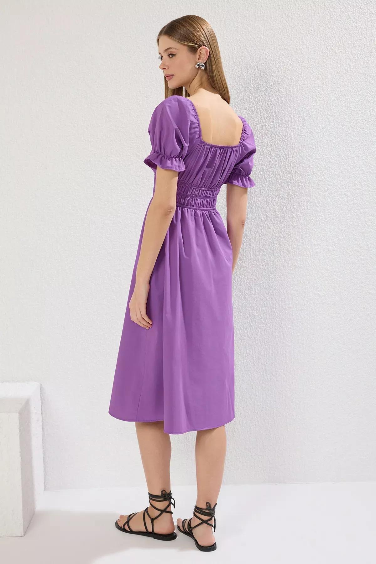 Purple Plain Skirt Midi Dress, , large image number 3