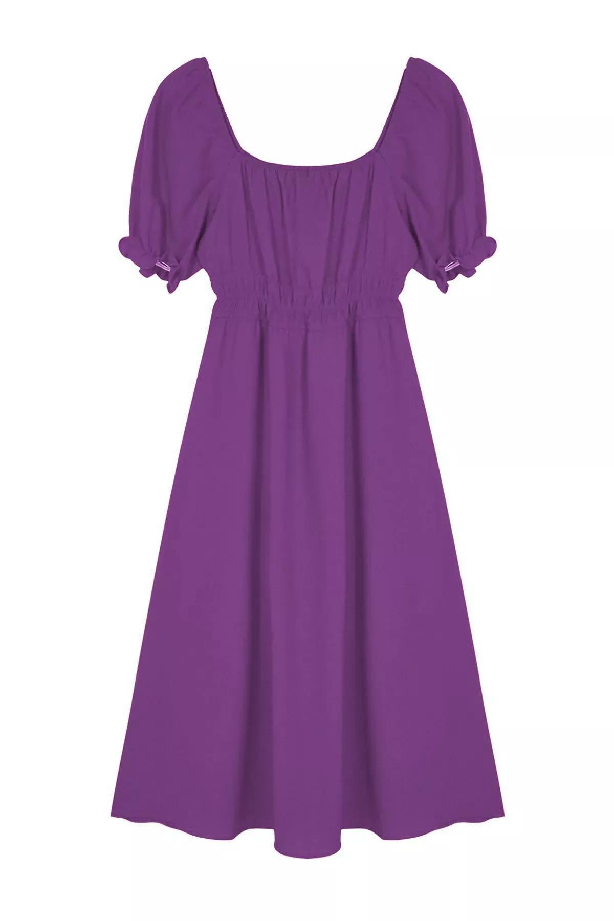 Purple Plain Skirt Midi Dress, Purple, large image number 5