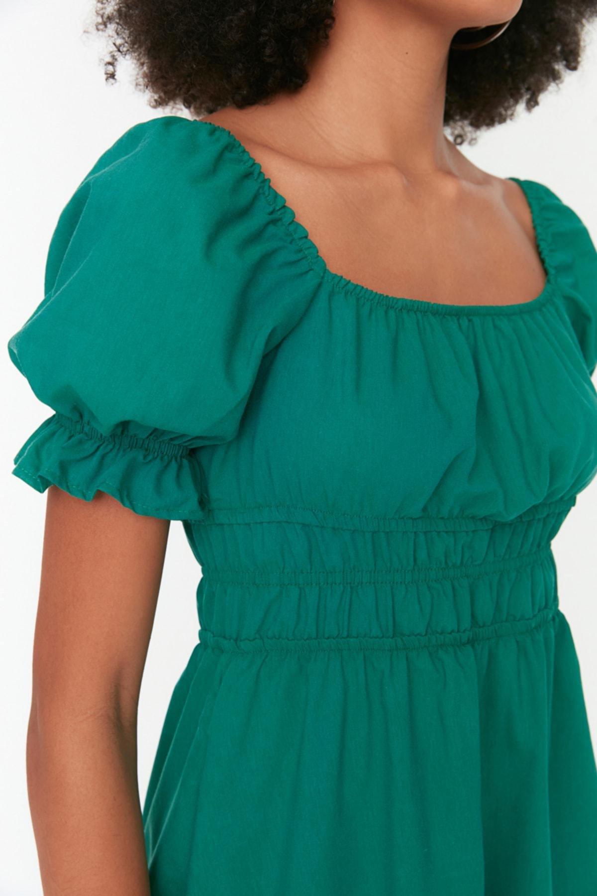 Green Square Collar Skater Dress, , large image number 3