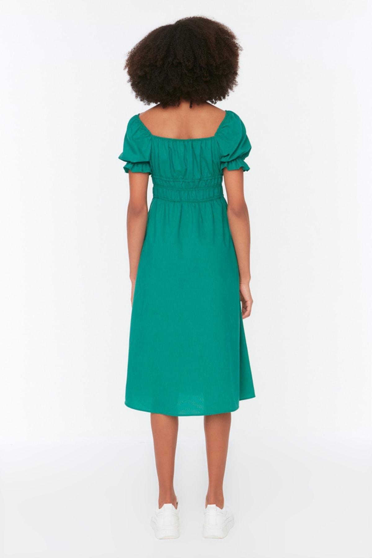 Green Square Collar Skater Dress, , large image number 4