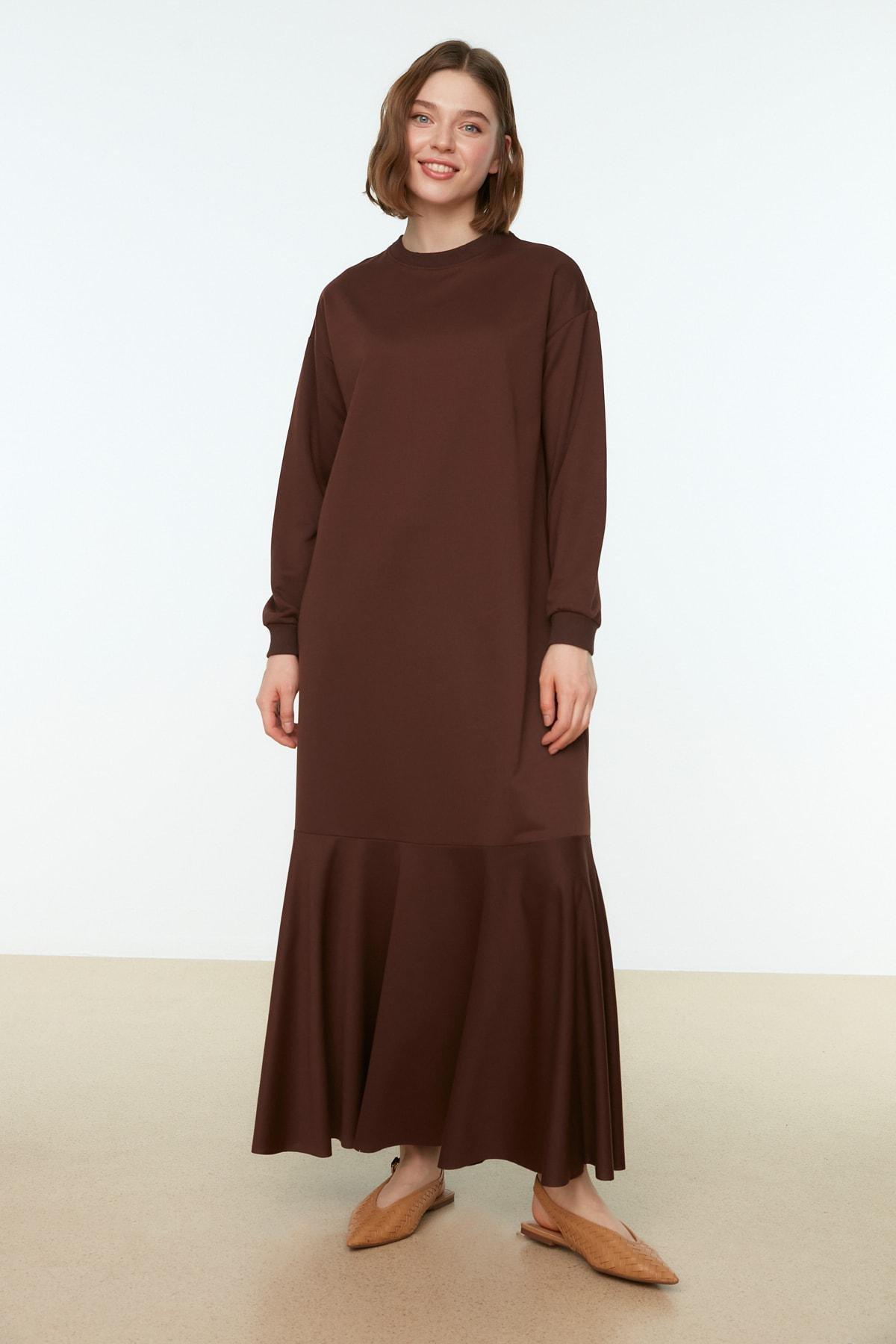 Brown Graphic Skater Dress, Brown, large image number 1