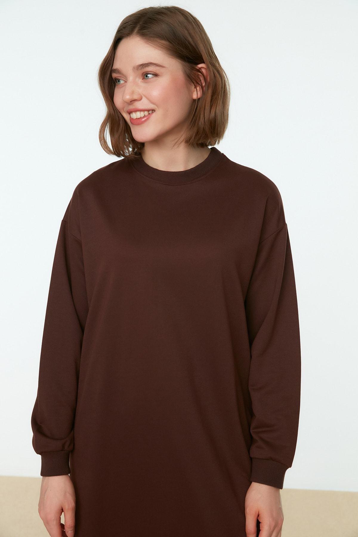 Brown Graphic Skater Dress, , large image number 2