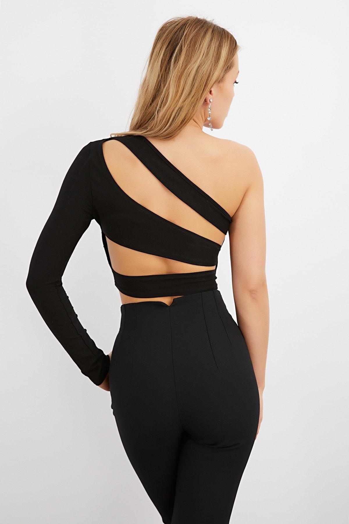 Black Fitted Bodycon Crop Top, , large image number 0