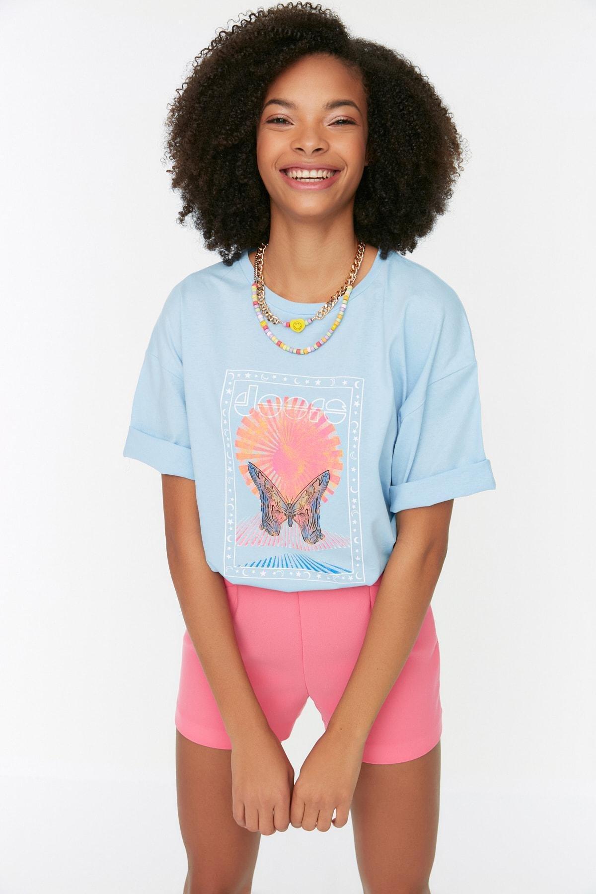 Navy Oversize Crew Neck Tshirt, Dark blue, medium